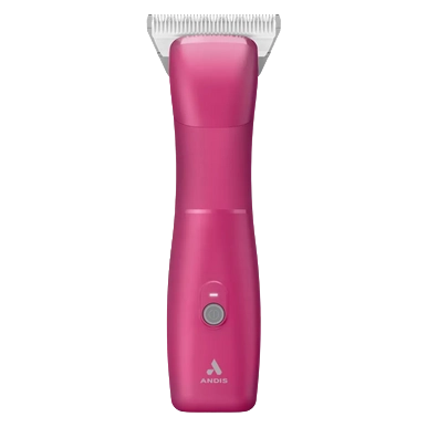 Emerge Clipper Pink with Wide 30 Blade by Andis,"Pink clipper with wide silver blade, front view"