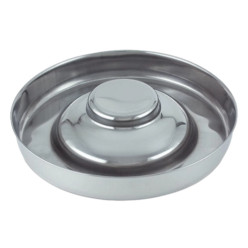 Flying Saucer Dish,"Round stainless steel dish with raised center insert"