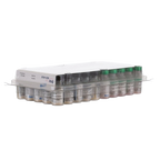 TruFel™ HCP+FELV (Feloguard Plus 3 + LvK),"Tray of vaccine vials with white box and green-capped bottles"