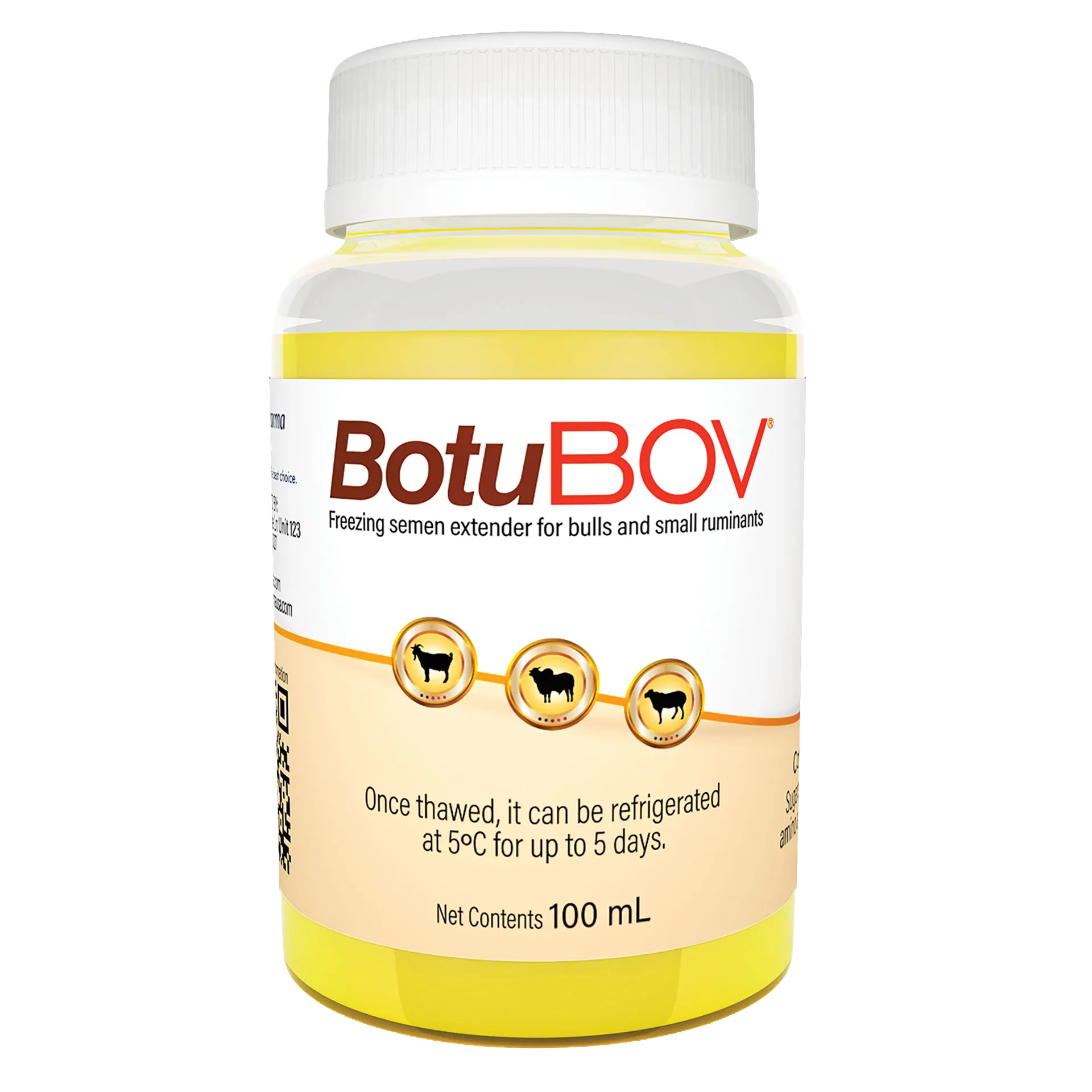 BotuBov Freezing Extender,"Plastic bottle with white cap and yellow liquid"