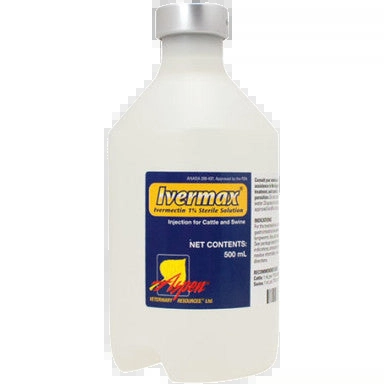 Generic Ivermectin 1% Injection,"White plastic bottle with screw cap and front label"