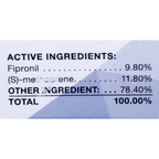 Sentry® Fiproguard® Plus for Cats,"Close-up of package ingredient panel"