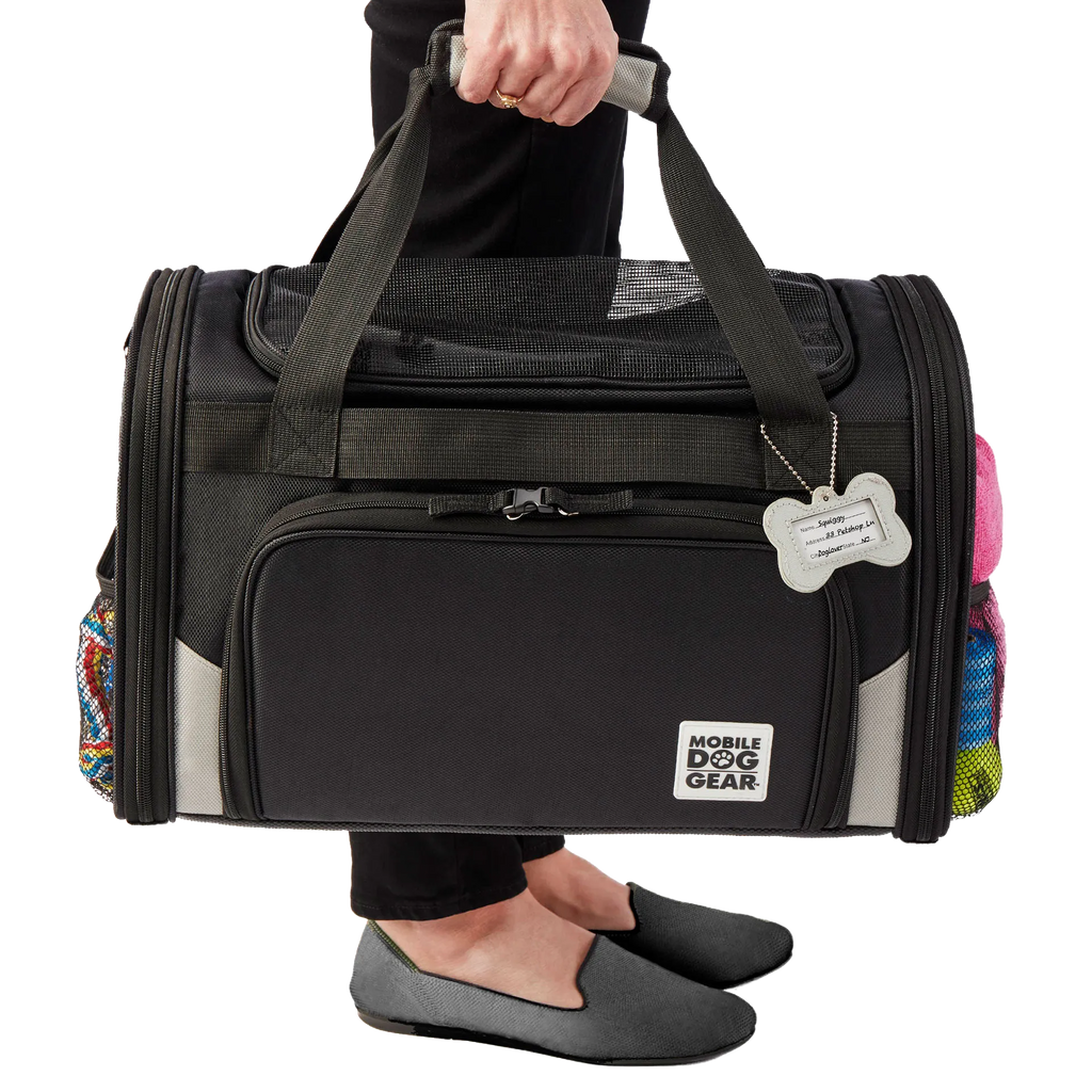 Mobile Dog Gear Pet Carrier Plus,"Black pet carrier bag with shoulder straps and front zip pocket"