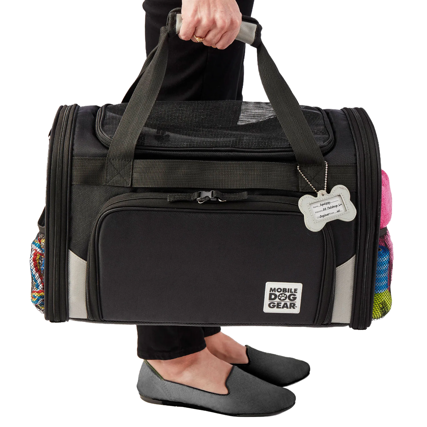 Mobile Dog Gear Pet Carrier Plus,"Black pet carrier bag with shoulder straps and front zip pocket"