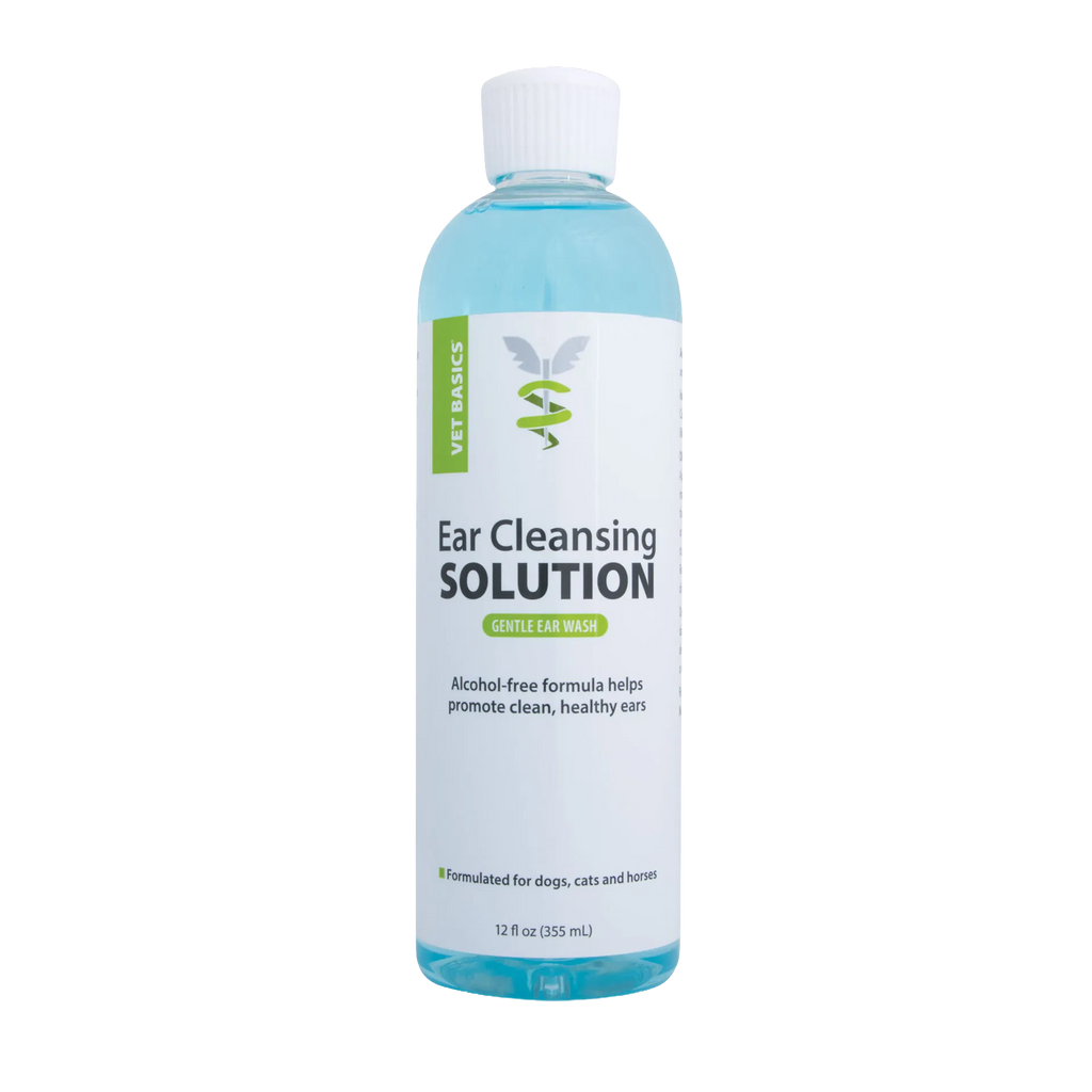 Vet Basics® Ear Cleansing Solution,"Blue bottle with white screw cap"