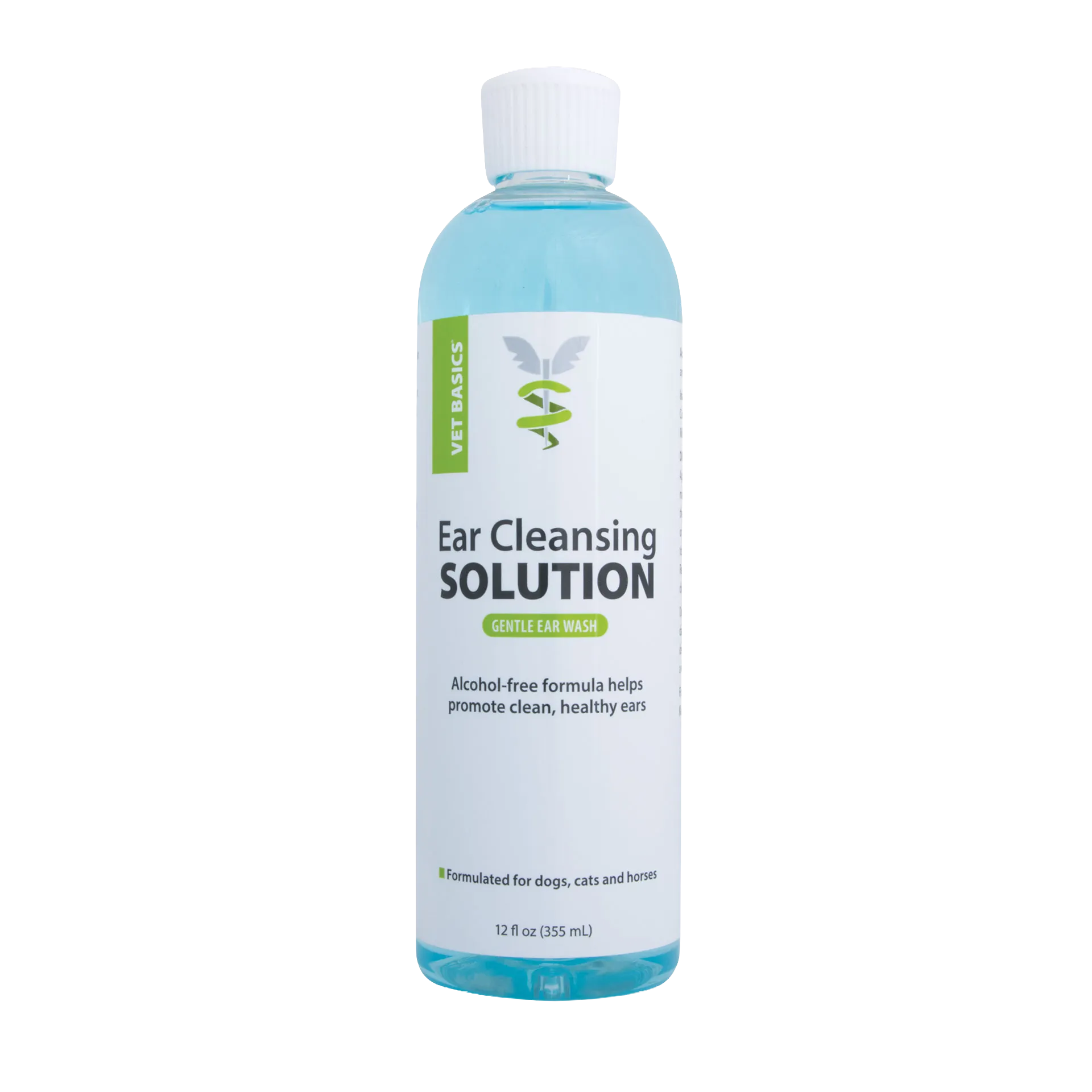 Vet Basics® Ear Cleansing Solution,"Blue bottle with white screw cap"