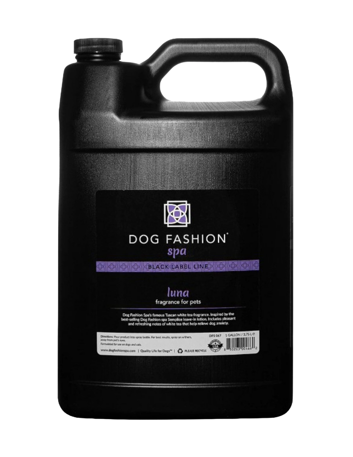 Luna Fragrance,"Black gallon jug with handle and screw cap"