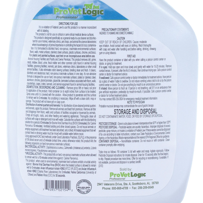 Spray & Wipe Disinfectant,"Back label on white spray bottle"
