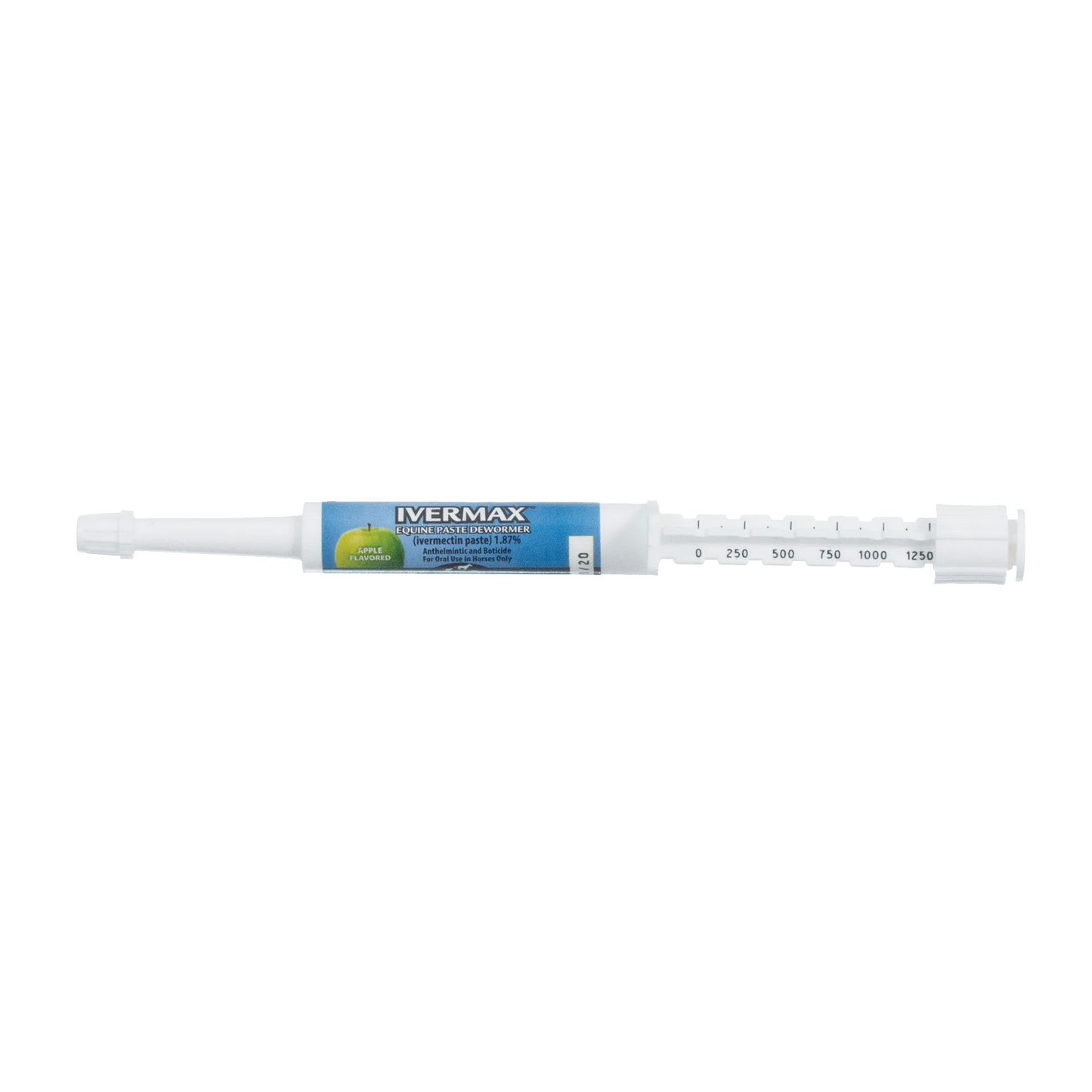 Generic Eqvalan Paste,"White oral paste syringe with blue label and dose markings"