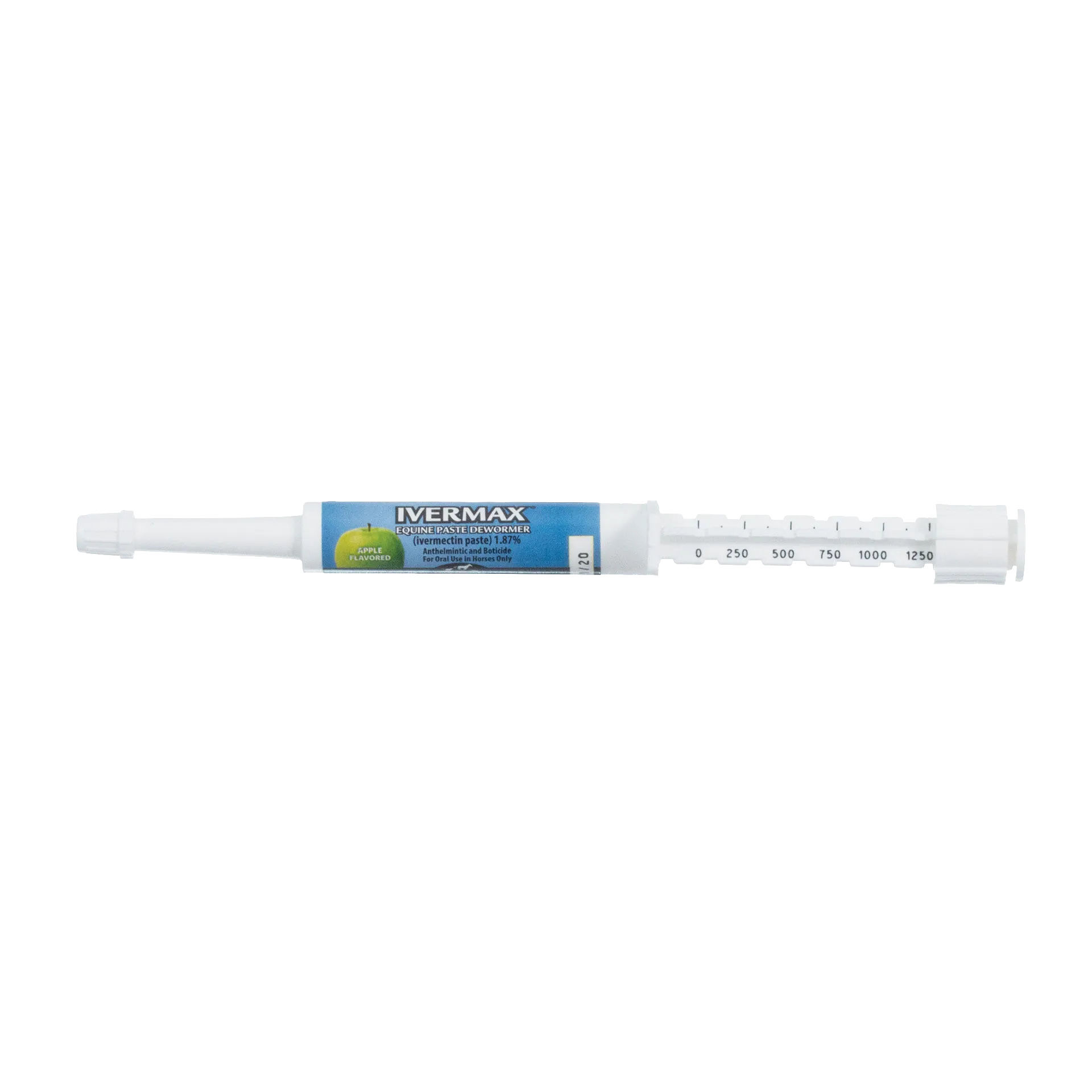 Generic Eqvalan Paste,"White oral paste syringe with blue label and dose markings"