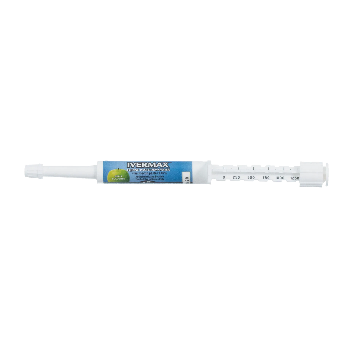 Generic Eqvalan Paste,"White oral paste syringe with blue label and dose markings"