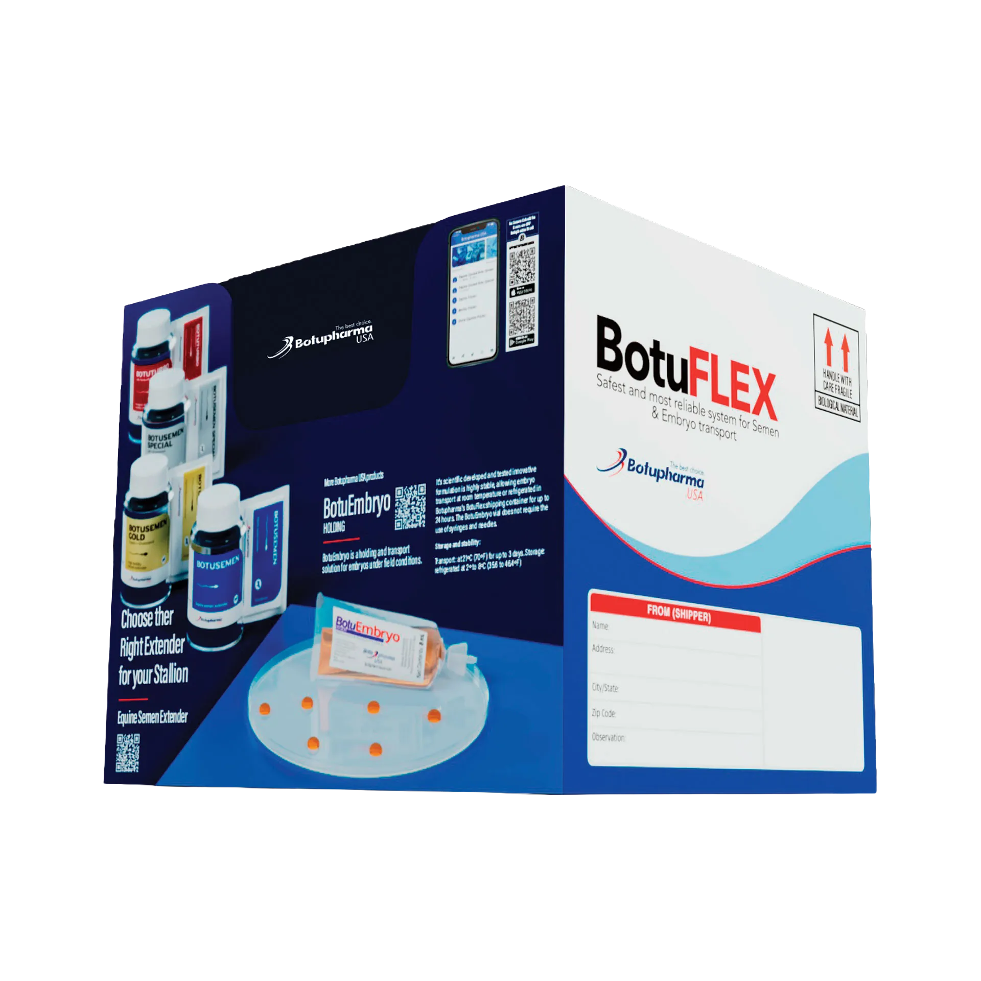 BotuFlex,"Shipping box with vials, packet, and clear tray insert"