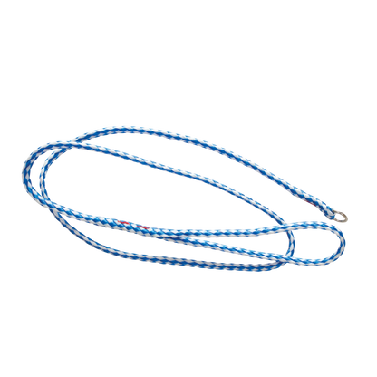 Poly Braided Leads,"Blue and white braided lead with metal loop end"