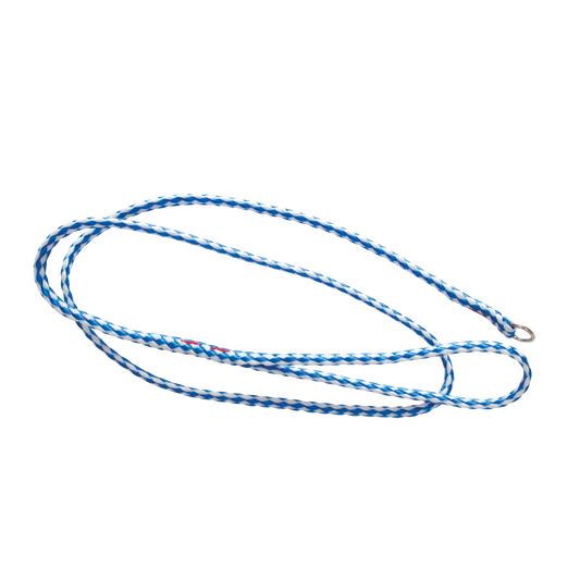 Poly Braided Leads,"Blue and white braided lead with metal loop end"
