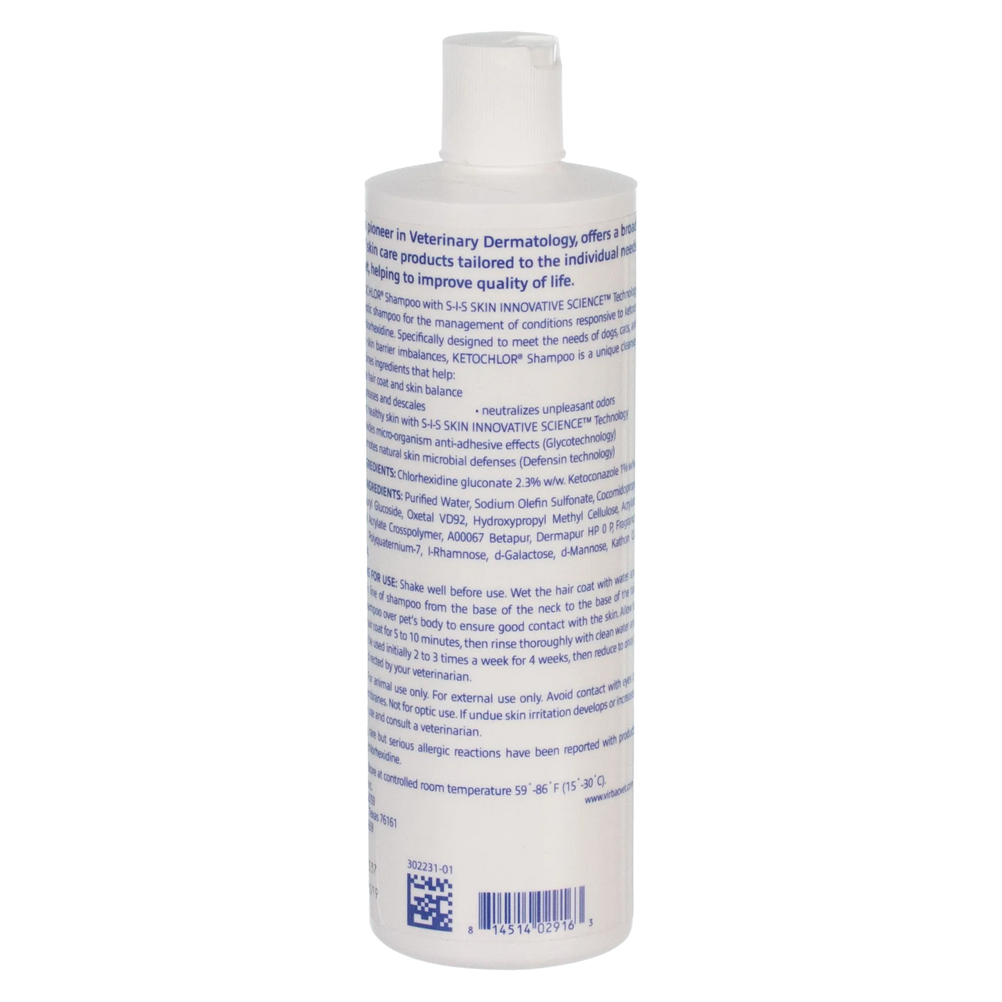 Ketochlor® Shampoo,"White shampoo bottle showing side and back label"