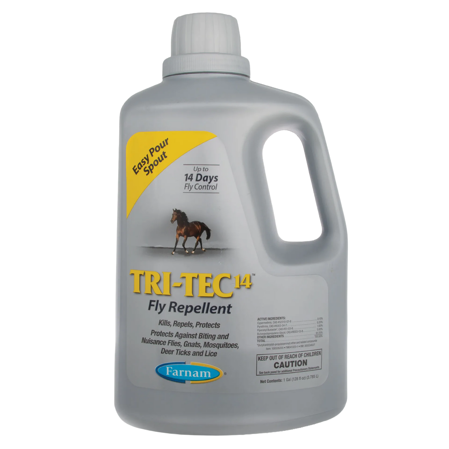 Tri Tec 14™ Fly Repellent + TS,"Gray gallon bottle with handle and screw cap"