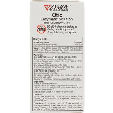 Zymox® Otic HC 1.0% Enzymatic Solution,"Front view of product box packaging"