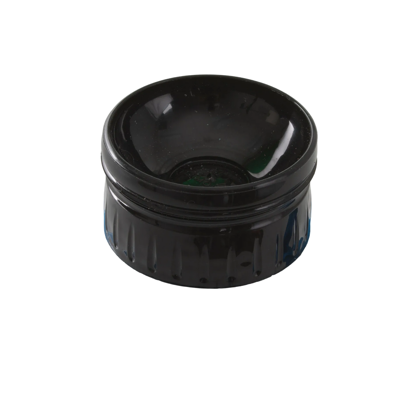 AV Blue Collection Bottle,"Black screw cap close-up with open interior"