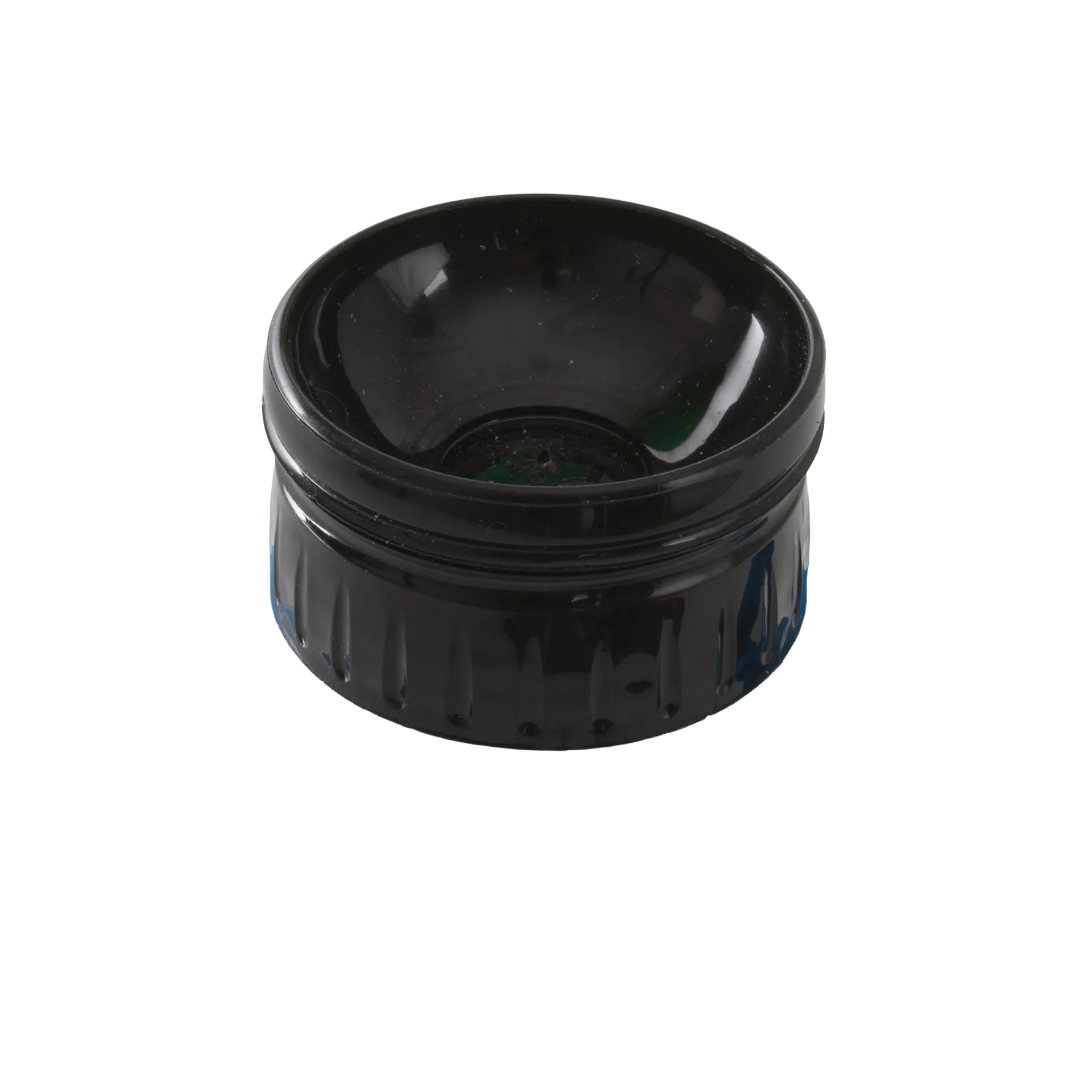 AV Blue Collection Bottle,"Black screw cap close-up with open interior"
