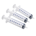Puppywamer Latchons Syringe Nipple Feeders,"Three clear feeding syringes angled side by side"