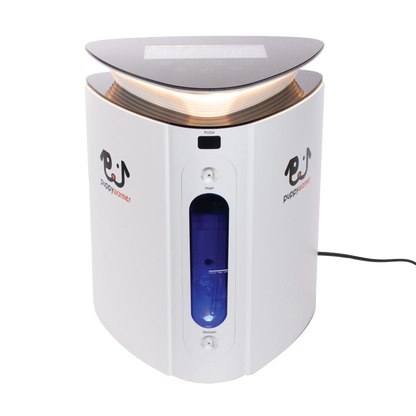 Puppywarmer® Oxygen Concentrator,"White concentrator with black top and blue front chamber"