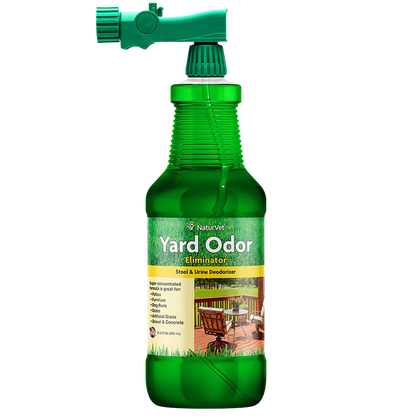NaturVet® Yard Odor Eliminator,"Green spray bottle with attached hose-end sprayer"