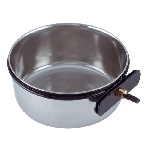 Coop Cups with Bolt Clamp,"Metal cup with black bolt clamp attached"