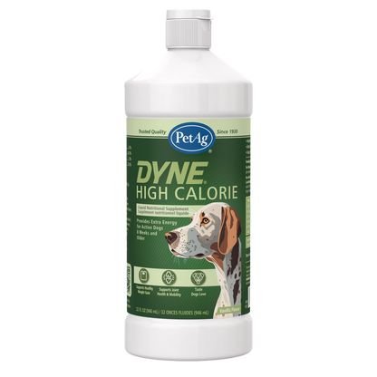 Dyne® Supplement for Dogs and Puppies,"White bottle with green label and dog illustration"
