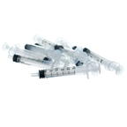 Small Syringes without Needles,"Loose pile of small clear syringes without needles"