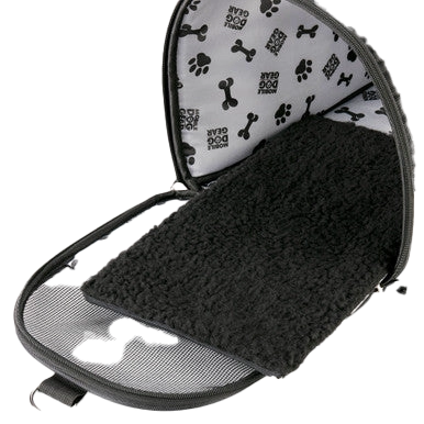 Mobile Dog Gear Pet Carrier Plus,"Open pet carrier with mesh flap and black fleece pad"