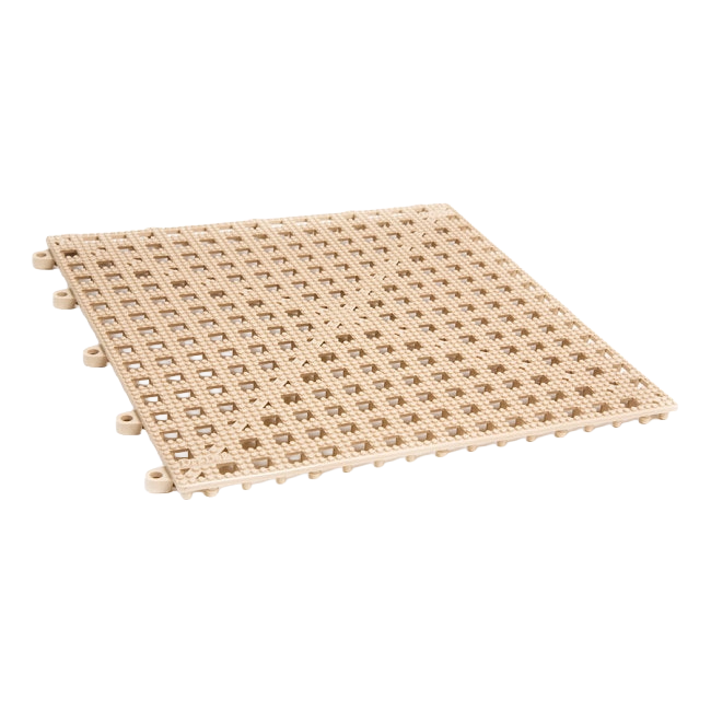 Dri-Dek® Flooring,"Beige interlocking perforated floor tile panel"