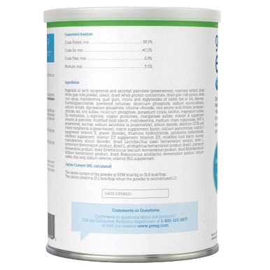 Goats Milk Esbilac® Puppies,"Back label panel on powder can"