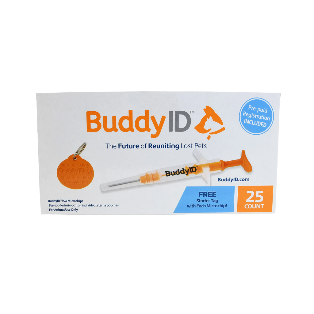 Deluxe Puppy Vaccination and Microchip Bundle,"Microchip box with applicator syringe and round pet tag"
