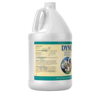PetAg Dyne High Calorie Liquid Nutritional Supplement for Livestock,"Large white gallon jug with handle and front label"