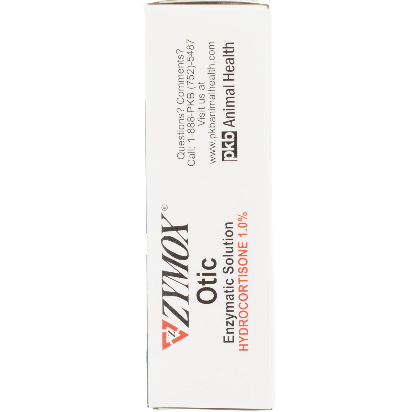 Zymox® Otic HC 1.0% Enzymatic Solution,"Side view of white product box"