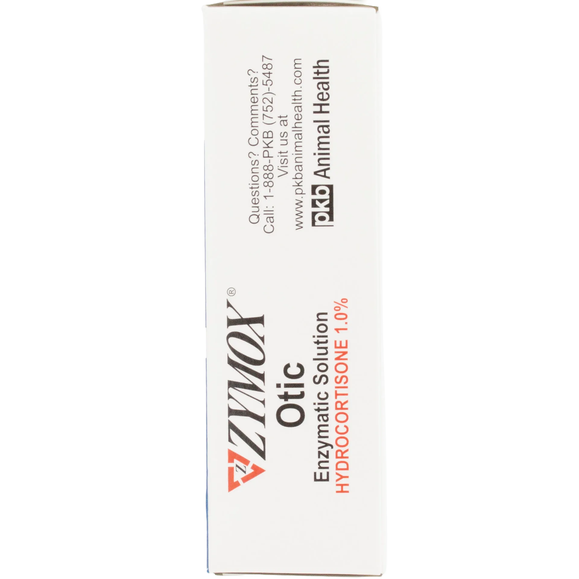 Zymox® Otic HC 1.0% Enzymatic Solution,"Side view of white product box"