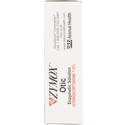 Zymox® Otic HC 1.0% Enzymatic Solution,"Side view of white product box"