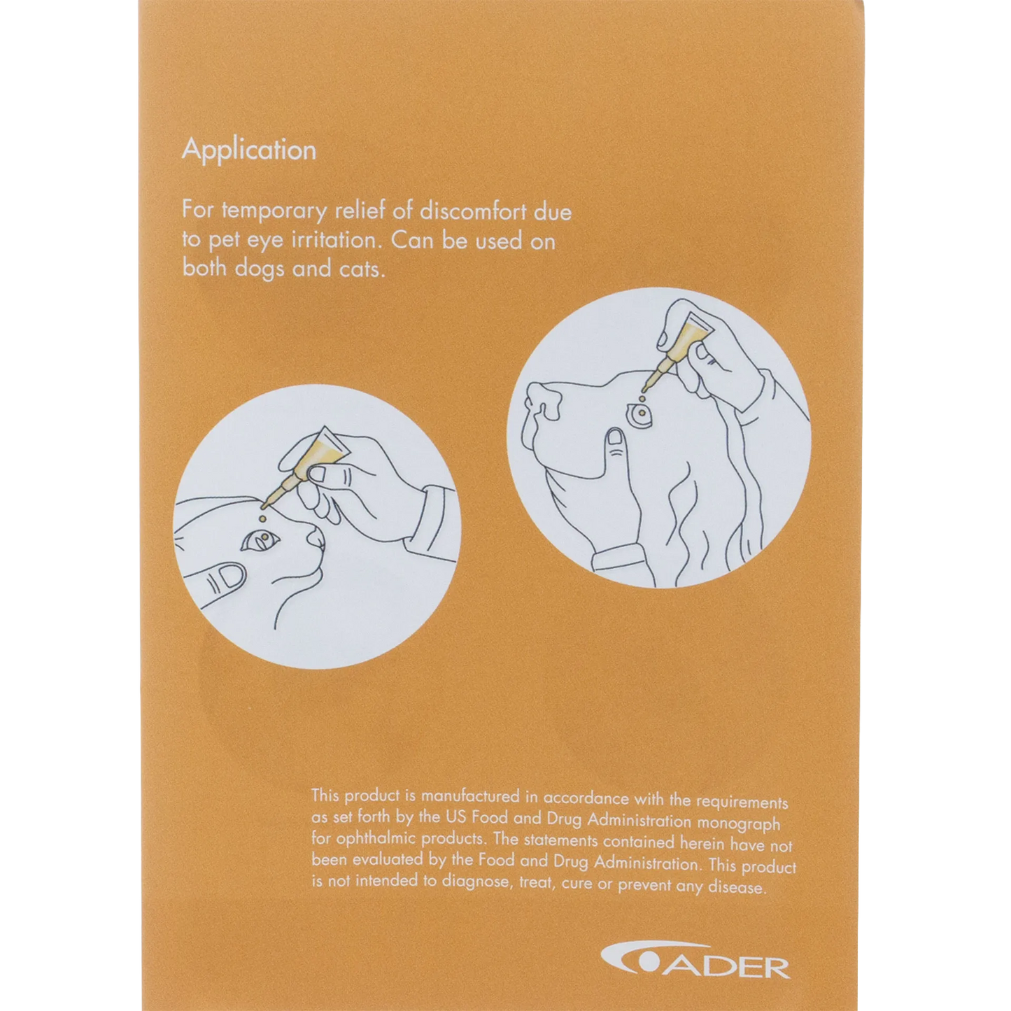 PetVision® Lubricating Eye Drops,"Back of box with pet eye drop application illustrations"