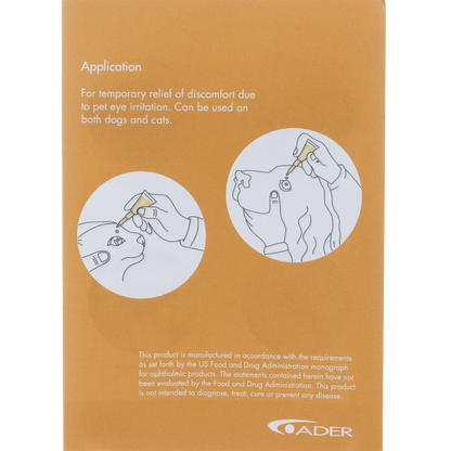 PetVision® Lubricating Eye Drops,"Back of box with pet eye drop application illustrations"