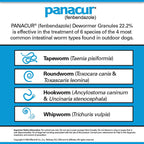 Panacur® C Canine Dewormer,"Product information panel with worm type illustrations"