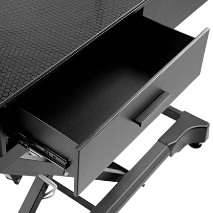 "50"" Dog Grooming 999P Electric Table with Drawer by Waggz","Open side drawer beneath textured grooming table surface"