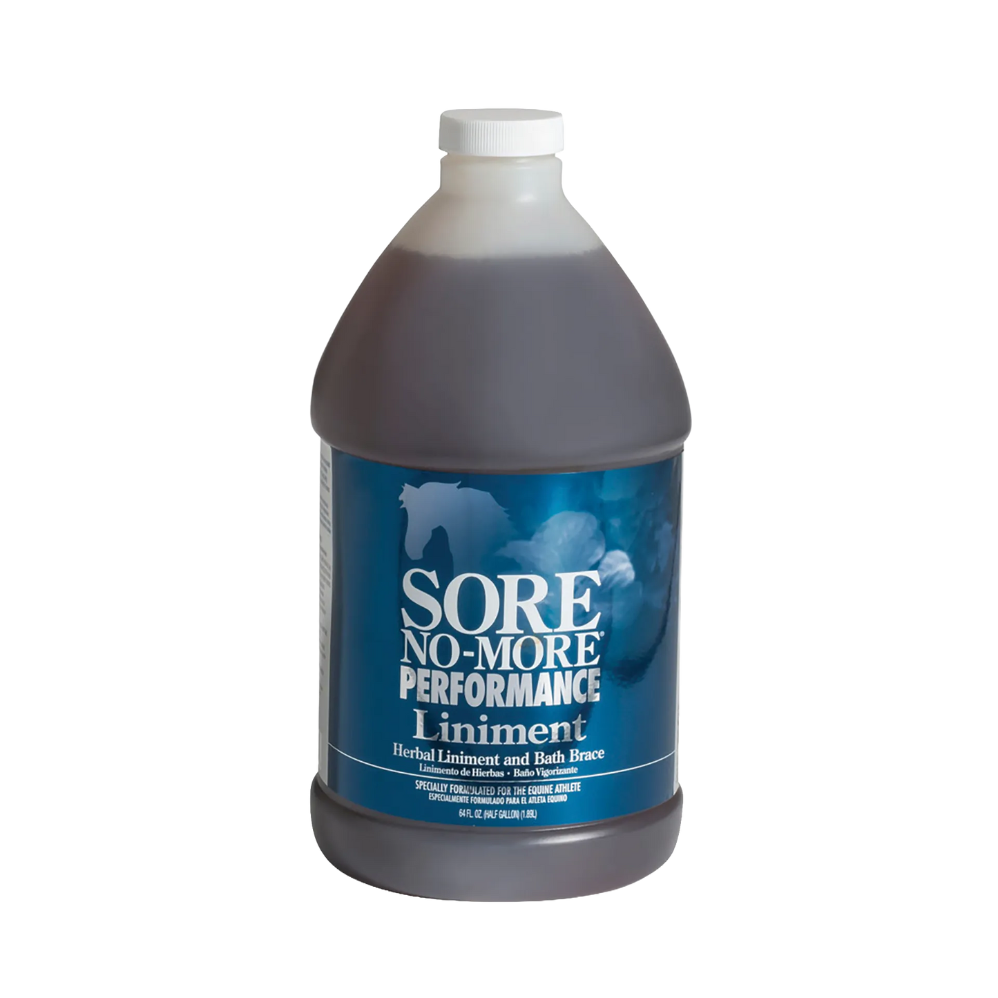 Sore No-More® Performance Liniment,"Half-gallon bottle with white cap and blue front label"