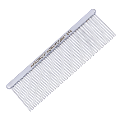 Aaronco 5"" Honeycomb Show Ring","Fine-tooth metal comb with white handle"