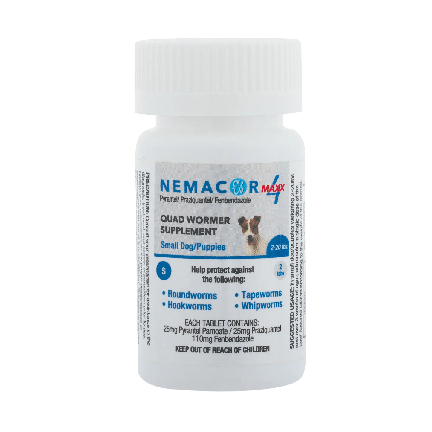 Nemacor Maxx 4,"White bottle with ribbed cap and front label"