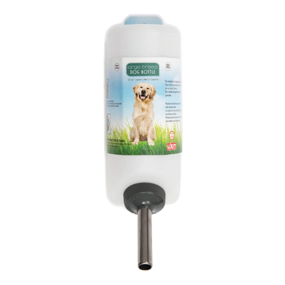Lixit® Dog Waterer,"White hanging water bottle with metal drinking tube"