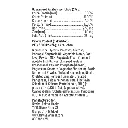Breeder's Edge® Oxy Mate® Prenatal,"Back label view of product container"