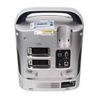 Equisound DP30 Portable Equine Ultrasound,"Rear view of portable ultrasound unit with handle and ports"