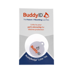 Deluxe Kitten Vaccination and Microchip Bundle,"Packaged round collar tag in blister card"