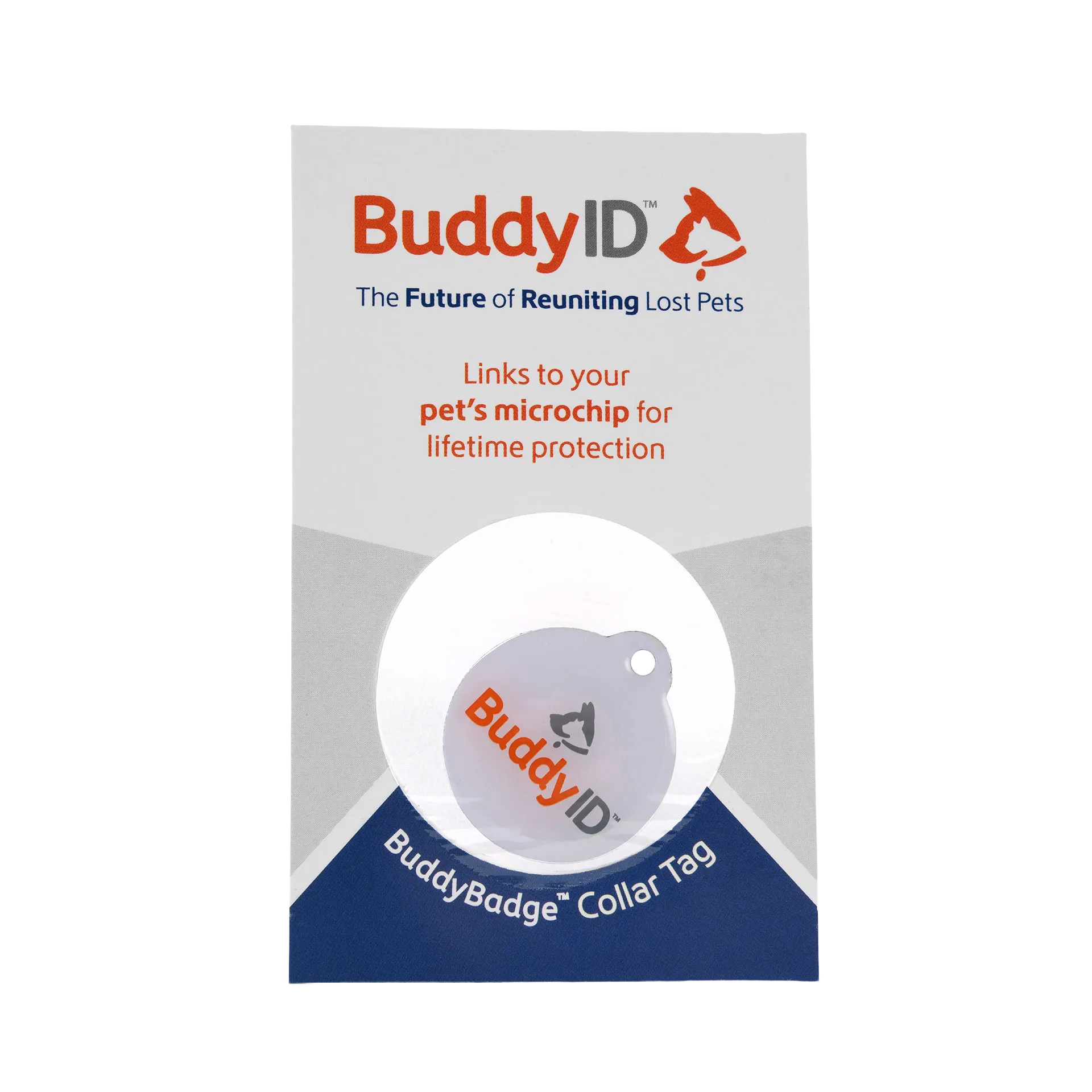 Deluxe Kitten Vaccination and Microchip Bundle,"Packaged round collar tag in blister card"