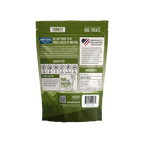 Trail Snacks: Freeze-Dried Raw Dog Treats,"Back view of green treat pouch with barcode and product details"
